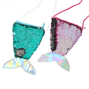 Detail of sequin fishtail coin purses showing reversible scales and laser leather finish