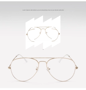 Detailed front view of gold metal aviator frames with clear silicone nose pads