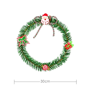 30cm Christmas wreath with Santa Claus, ribbons, and gift box decorations on green PVC needles