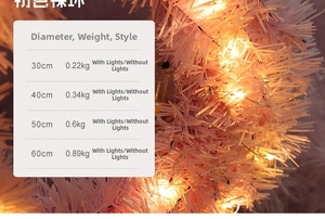 Größentabelle für pinkfarbene DIY PVC-Weihnachtskränze mit Durchmessern und Gewichten