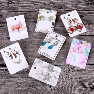 Creative White Cardboard Jewelry Display Cards For Earrings Studs Necklaces Printed Pattern Hanging Cards Packaging Tag