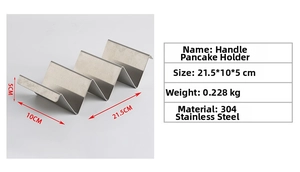 Detailed specs of 304 stainless steel taco holder with handle, size 21.5x10x5cm
