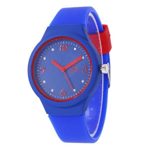 Fashion Women Quartz Watch Silicone Strap Alloy Case Color Block Analog Wristwatch Rhinestone Casual Sporty For Students