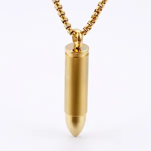 Bullet Pendant Necklace 316L Stainless Steel Titanium Punk Hip Hop Jewelry Cross Dragon Pattern For Men Women