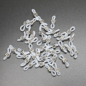 Silicone eyeglass chain connectors with silver alloy beads for DIY jewelry making