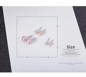 Detailed size guide for natural freshwater pearl earrings in three different sizes