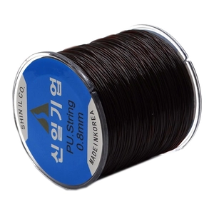 Deep brown 0.8mm PU string for DIY jewelry beading on a transparent plastic spool