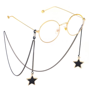 Glasses Chain Metal Black Star Pendant Anti Slip Silicone Loops Fashion Eyewear Strap Neck Lanyard Women