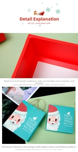 Detailed Christmas gift box set with Santa Claus prints, paper bag, and square red inner box