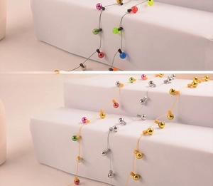 Close-up of 8mm multicolored electroplated plastic bead chain for holiday decoration