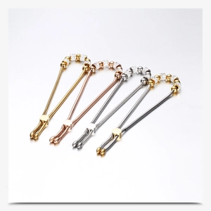 Detailed view of four adjustable stainless steel bracelets with full zircon beads
