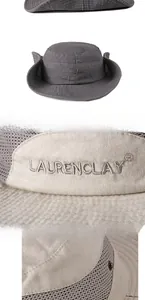 Detail of outdoor sun hat featuring breathable mesh design and 3D logo embroidery