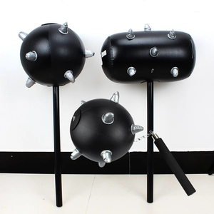 Inflatable black spiked mace toy set with chain ball and large hammer for party props