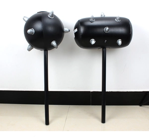 Inflatable black spiked mace hammer toys made of PVC with silver spikes and long handles