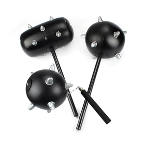 Black inflatable mace toy set with silver spikes and spiked hammer in a group view