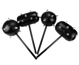Set of four black inflatable cartoon spike hammers in round and cylindrical styles