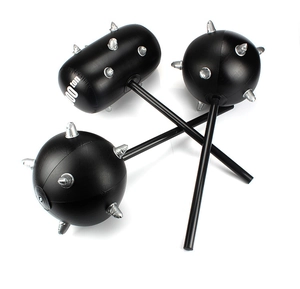 Inflatable black PVC 100 TON hammer and spiked mace toy set with silver cones