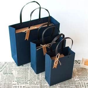 Solid Color Gift Bags Professional Paper Tote Bags With Rivet Reinforced Handles And Thank You Tags For Party Business