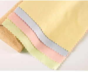 Set of four colorful microfiber lens cleaning cloths with decorative paisley pouch roll