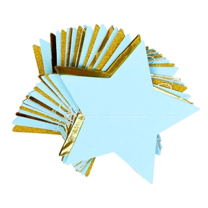 Glitter blue star garland with gold edges for birthday party and wedding wall decoration