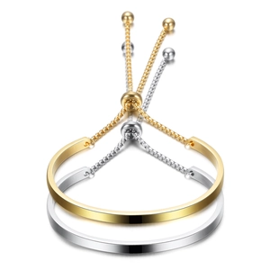 Pulsera Ajustable Minimalista De Acero Inoxidable Con Barra Semicircular Cadena De Caja Joyería Para Mujer