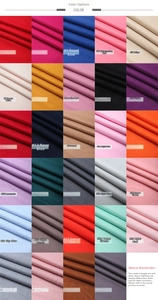 Color chart showing 29 shades of soft faux cashmere scarf fabric with twill texture