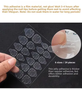 Macro detail of transparent waterproof nail adhesive tabs with thick grid texture