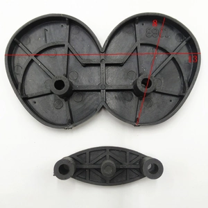 Detail view of black plastic doll base components with dimensions 13mm and 8mm indicated