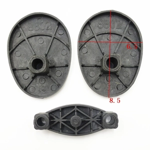 Detail showing black plastic 8802 doll stand base with 8.5 and 6.5 cm measurements