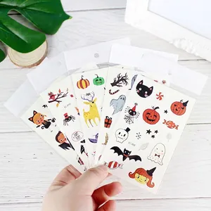 Waterproof Halloween cartoon temporary tattoo stickers with pumpkins and black cats