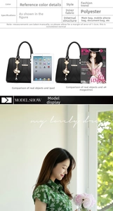 Detail view of black tote bag showing dimensions relative to A4 magazine and iPad
