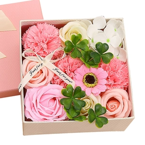 Soap Flower Rose Carnation Gift Box Scented Artificial Bouquet For Valentine Day Anniversary Mother Day Wedding Birthday Romantic Gift
