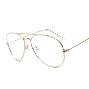 Aviator Eyeglasses Frame Metal Anti Blue Light Retro Pilot Double Bridge Fashion Optical Glasses For Women Men