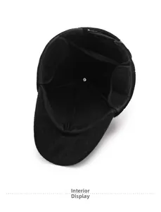 Lining display of winter baseball cap with plush windproof layer and ear flaps