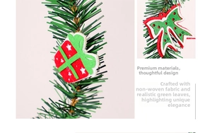 Macro detail of Christmas wreath with festive red bow and green PVC needles decor