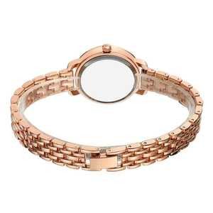 Elegant rose gold women's quartz watch featuring a delicate multi-link jubilee metal strap