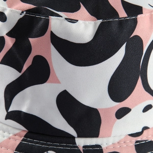Bob réversible panda chat mignon avec motif abstrait rose et finitions de couture de qualité