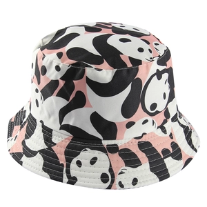 Chapeau Bob Réversible Imprimé Panda Chat Dessin Animé Coton Protection Solaire Pour Femmes Hommes Enfants Souple