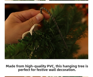 Detail showing high-quality PVC texture and metal hook of the upside-down Christmas tree