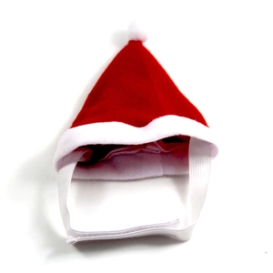 Plush Christmas hat for small pets with adjustable elastic strap for holiday costume