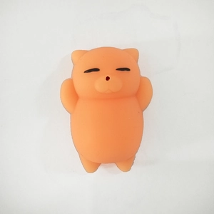 Close-up of an orange cat squeeze toy made of soft TPR material for stress relief