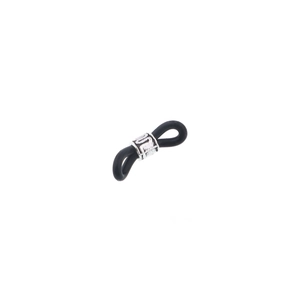 Detail of black silicone non-slip eyewear connectors with silver vintage alloy beads
