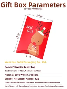 Pillow box dimensions 16x10x3cm made of 300g white cardboard with reindeer design