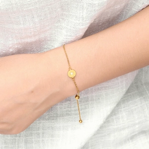 Minimalist gold stainless steel necklace with a sparkling round diamond pendant for women