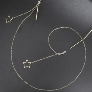 Metall Brillen Kette Mit Hohlen Stern Anhängern Rutschfeste Silikon Schlaufen Brillen Halter Modisches Halsband Damen