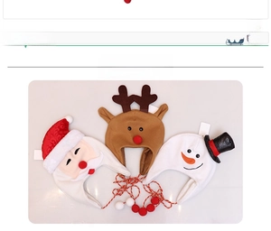 Three-piece kids Christmas hats set with Santa, Reindeer and Snowman patterns