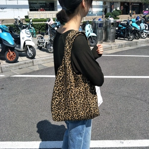 Borsa Tote In Tela Con Stampa Leopardata Grande Capacità Retro Borsa A Spalla Moda Casual Stile Gilet Donna