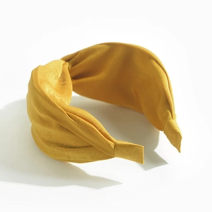 Gelber böhmischer breiter Haarreif mit Knotendesign aus hochwertigem Stoffmaterial