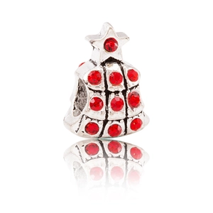 Charme de sapin de Noël avec strass rouges et étoile pour bracelets DIY