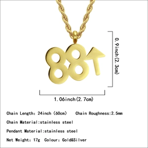 Hip Hop 88 Pfeil Anhänger Goldene Edelstahlkette mit 60cm Kette für Herren Schmuck